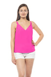 Deep V-Neck Top With Knotted Shoulder