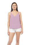 Deep V-Neck Top With Knotted Shoulder