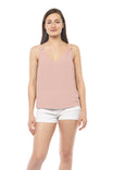 Deep V-Neck Top With Knotted Shoulder