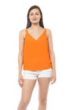 Deep V-Neck Top With Knotted Shoulder