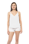 Deep V-Neck Top With Knotted Shoulder