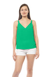 Deep V-Neck Top With Knotted Shoulder
