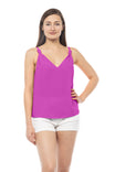 Deep V-Neck Top With Knotted Shoulder