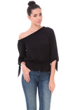 One Shoulder Tie Sleeve Blouse