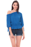 One Shoulder Tie Sleeve Blouse
