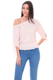 One Shoulder Tie Sleeve Blouse