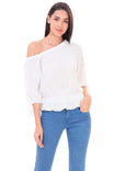 One Shoulder Tie Sleeve Blouse