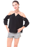 Front Criss Cross Cold Shoulder Blouse