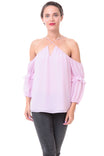 Front Criss Cross Cold Shoulder Blouse