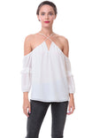 Front Criss Cross Cold Shoulder Blouse