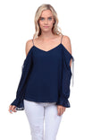 Cold Shoulder Tie Detail Blouse