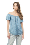 Off Shoulder Ruffle Placket Blouse