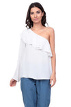 One Shoulder Ruffle Blouse