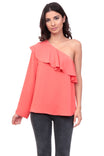 One Shoulder Ruffle Blouse
