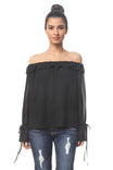 Off Shoulder Bell Sleeve Ruffle Blouse