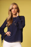 Pleated Bell Sleeve Blouse