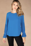 Pleated Bell Sleeve Blouse