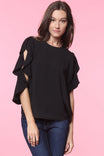 Tie Front Ruffled Sleeve Blouse