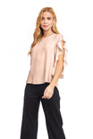 Tie Front Ruffled Sleeve Blouse