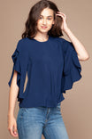 Tie Front Ruffled Sleeve Blouse