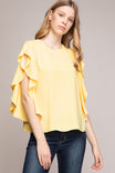 Tie Front Ruffled Sleeve Blouse