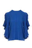 Tie Front Ruffled Sleeve Blouse