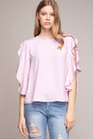 Tie Front Ruffled Sleeve Blouse