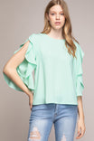 Tie Front Ruffled Sleeve Blouse