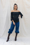 Off Shoulder Tie Sleeve Blouse