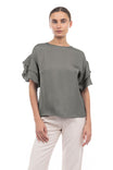 Double Ruffle Sleeve Blouse - TF