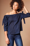 Cold Shoulder Tie Sleeve Blouse