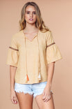 Jacquard Bell Sleeve Blouse