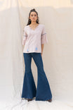 Jacquard Bell Sleeve Blouse