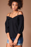 Cold Shoulder Puff Sleeve Blouse