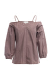 Cold Shoulder Puff Sleeve Blouse