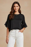 Bell Sleeve Round Neck Blouse