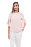 Bell Sleeve Round Neck Blouse