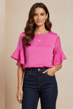Bell Sleeve Round Neck Blouse