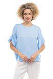 Bell Sleeve Round Neck Blouse