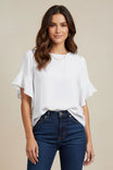 Bell Sleeve Round Neck Blouse