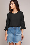 Ruffle Accented Long Sleeve Blouse