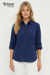 Long Sleeve Blouse With Half Hidden Placket