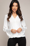 Surplice Twisted Detail Long Sleeve Blouse