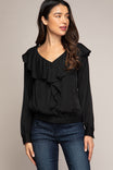 Ruffled V Neck