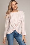 Knot Front Long Sleeve Blouse