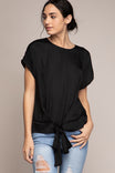 Short Sleeve Blouse With Tie Front Detail