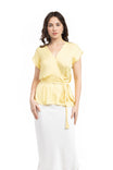Surplice Blouse With Cinched Waist Tie