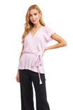 Surplice Blouse With Cinched Waist Tie