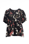 Floral Short Puff Sleeve Blouse