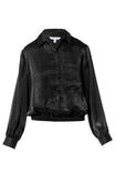 Long Sleeve Button Front Blouse With Elasticized Waist